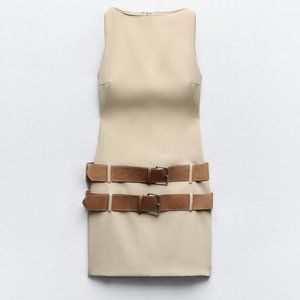 Zara double belted mini dress